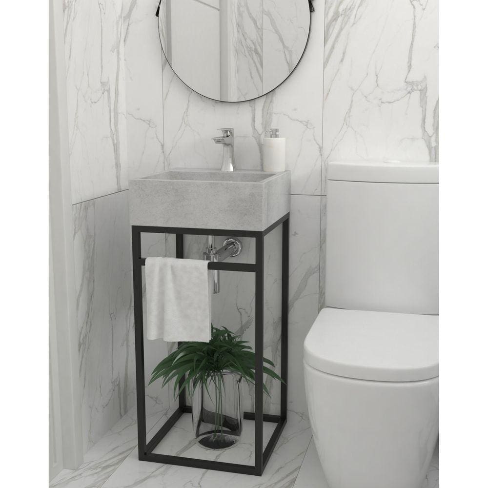 Base Box Iron 40cm Preto Fosco/Concreto