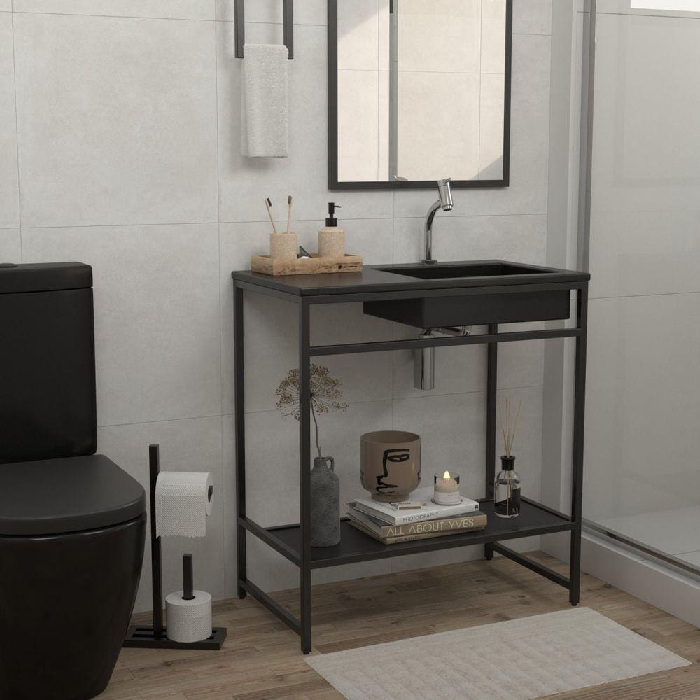 Gabinete para Banheiro Iron Black 80cmx45cm Preto Fosco