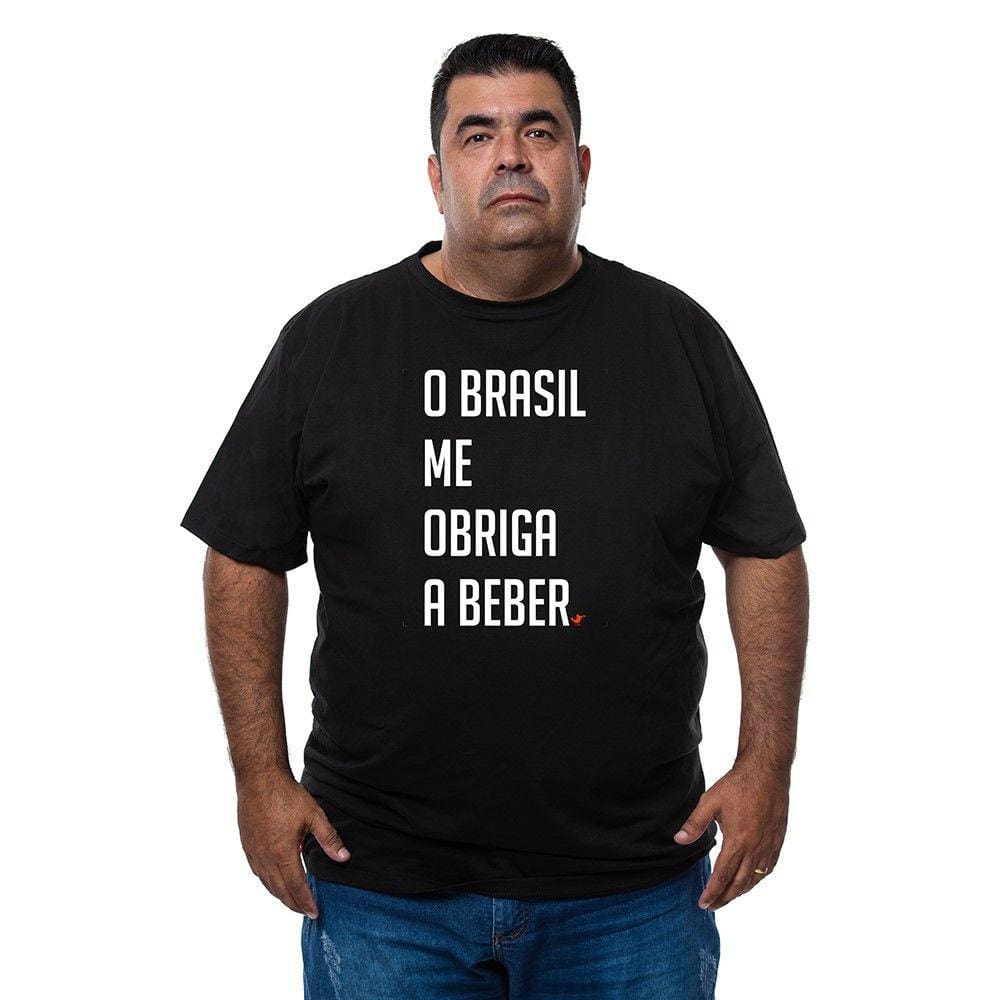 Camiseta Masculina Plus Size Algodao de Otima Qualidade Com Abridor De Garrafas Integrado