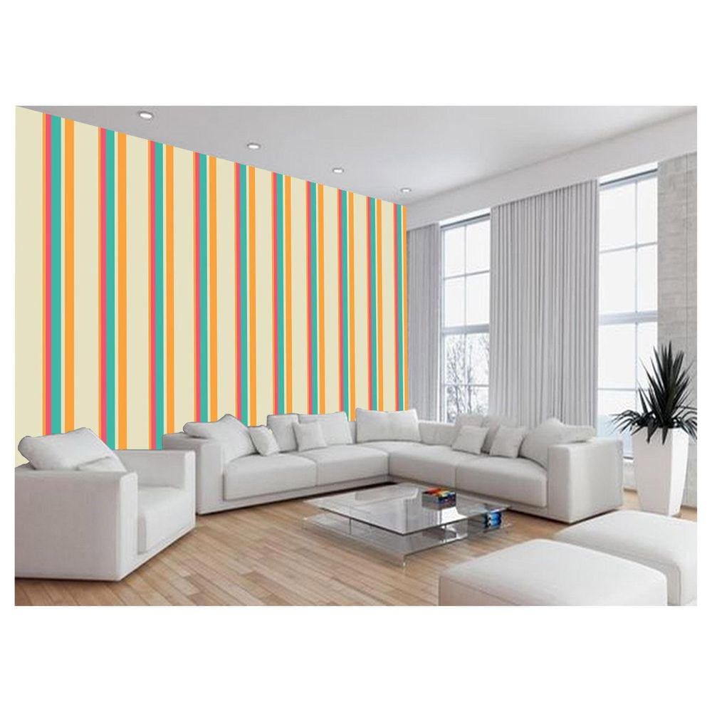 Papel De Parede 3D Listras Coloridas Verticais 3,5M Lst37