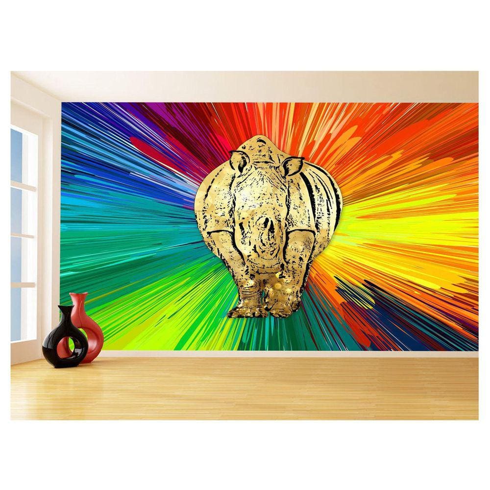 Papel De Parede 3D Animais Pop Art Rinoceronte 3,5M Pxa492