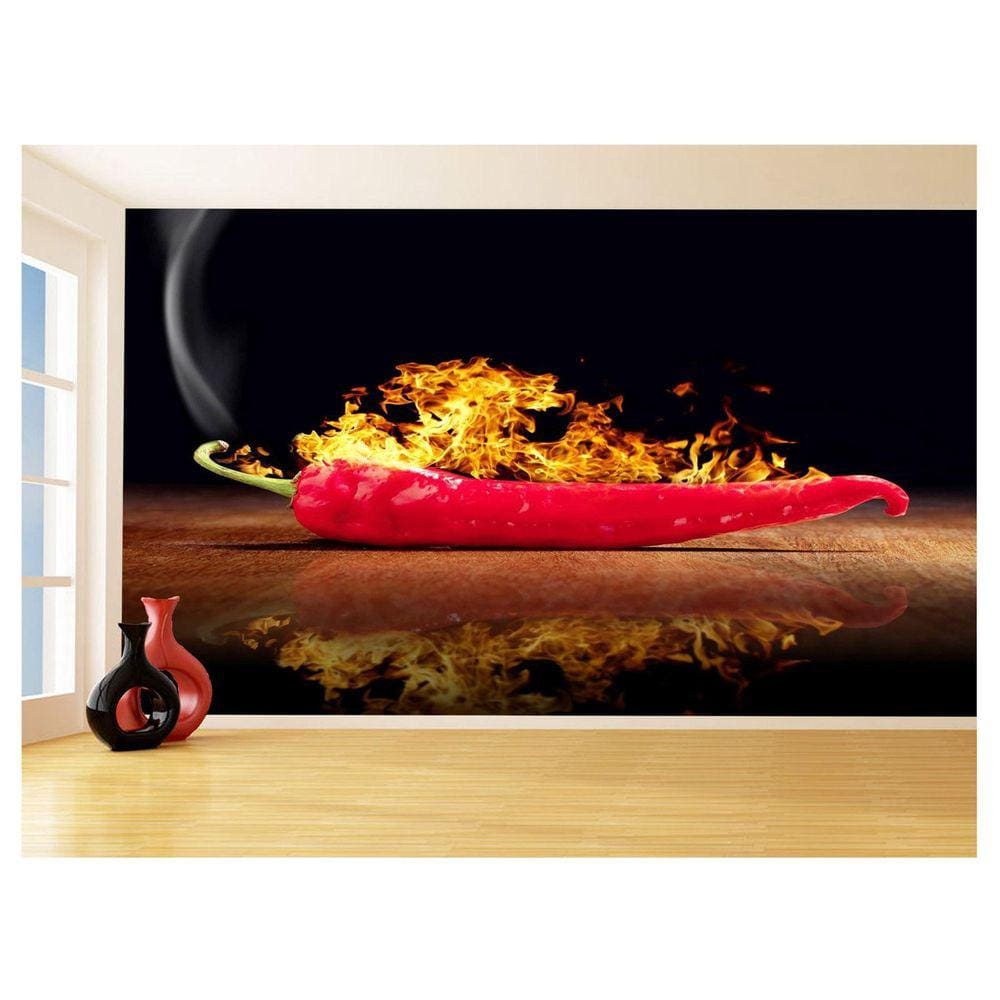 Papel De Parede Alimentos Pimenta Pegando Fogo 3,5M Al325