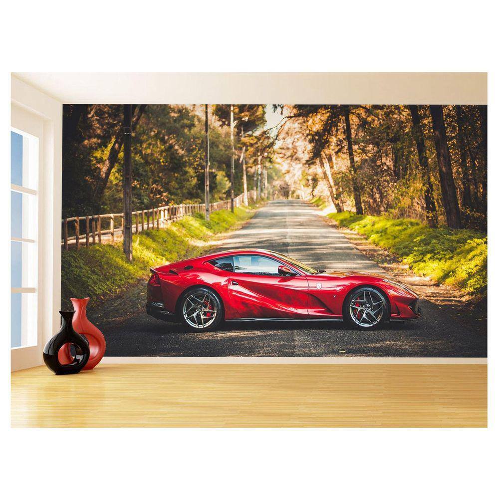 Papel De Parede Carro Ferrari Vermelha Garage 3,5M Car152