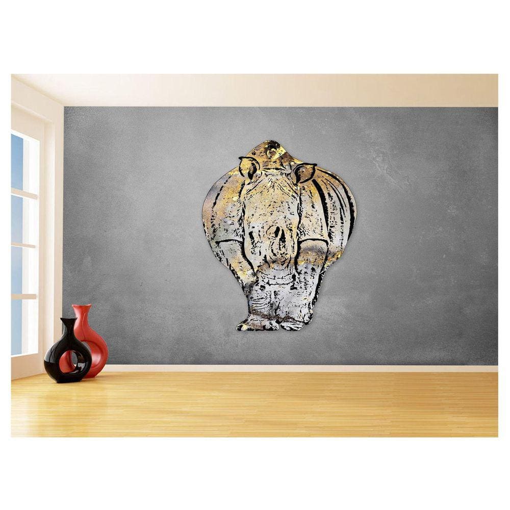 Papel De Parede 3D Animais Pop Art Rinoceronte 3,5M Pxa514
