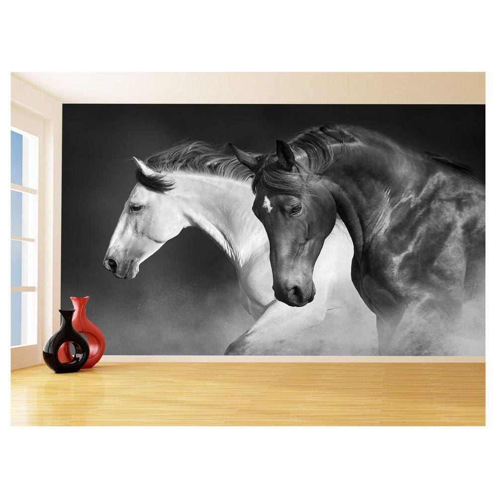 Papel De Parede Animais Casal Cavalos Fazenda 3,5M Anm335