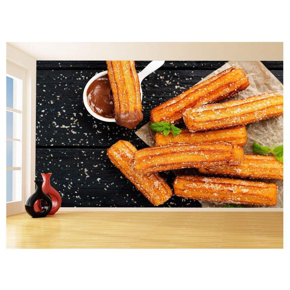 Papel De Parede 3D Alimentos Churros Recheados 3,5M Al347