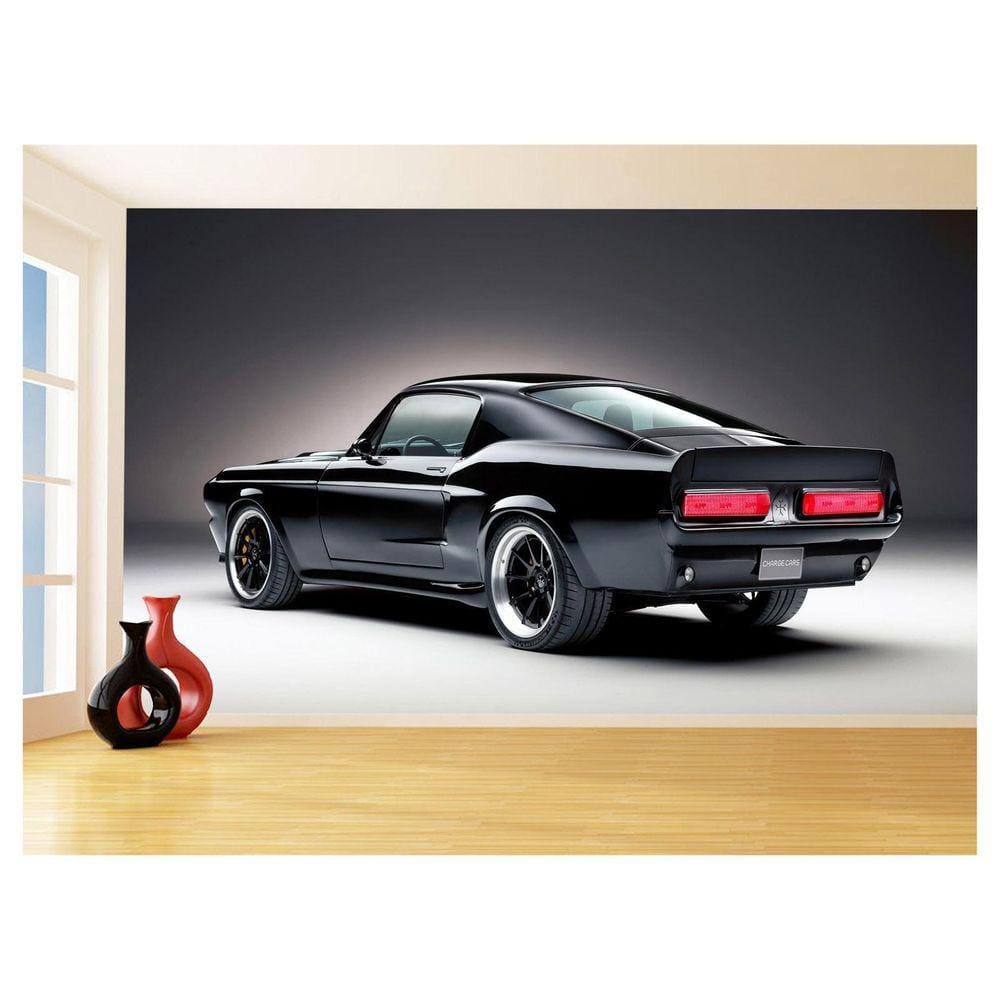 Papel De Parede 3D Carro Antigo Ford Mustang Hot 3,5M Cxr04