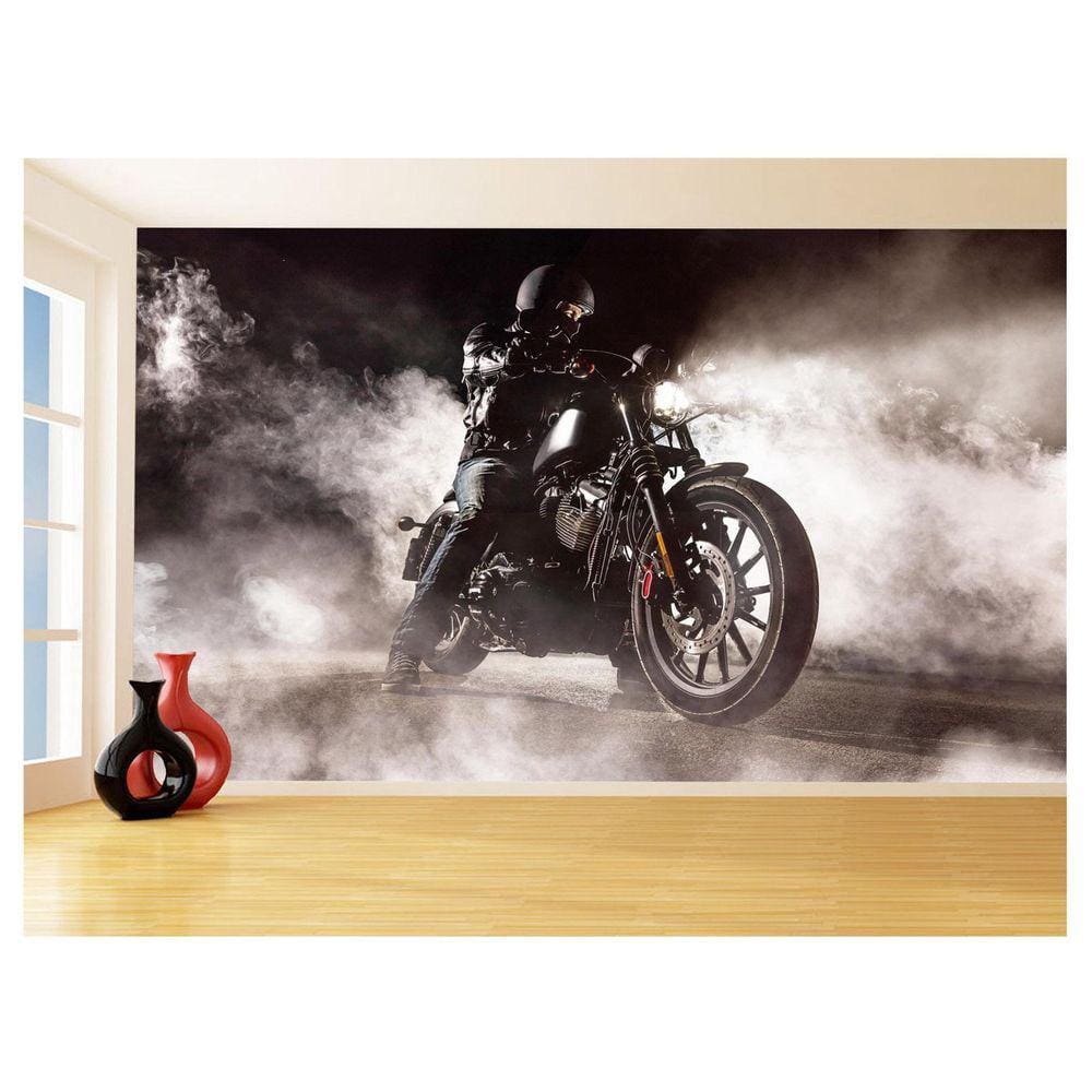 Papel De Parede 3D Moto Custom Chopper Viagem 3,5M Bkm113