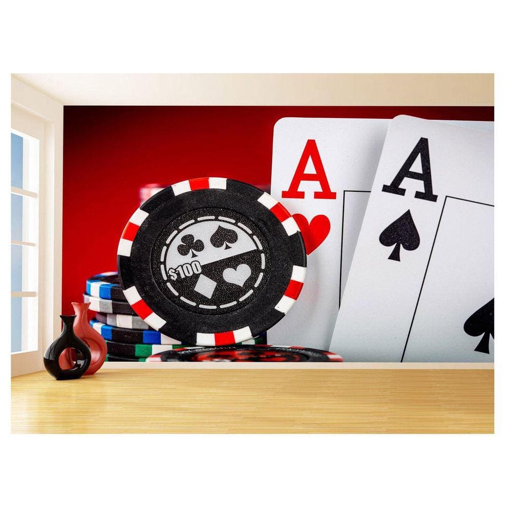 Papel De Parede 3D Salão De Jogos Cartas Poker 3,5M Jcs67