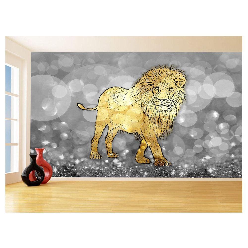 Papel De Parede Animais Pop Art Leão Rei Selva 3,5M Pxa60
