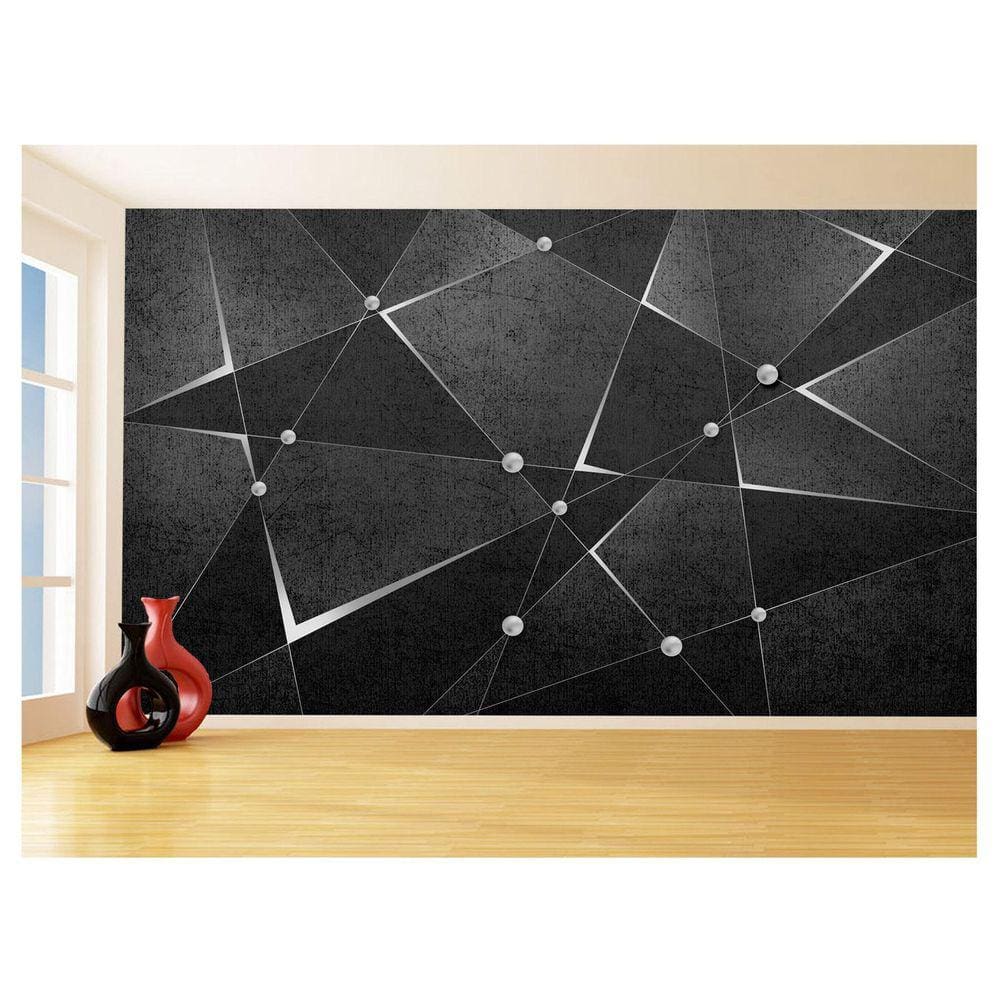 Papel De Parede Geométrico Formas Linha Preto 3,5M Gmt108