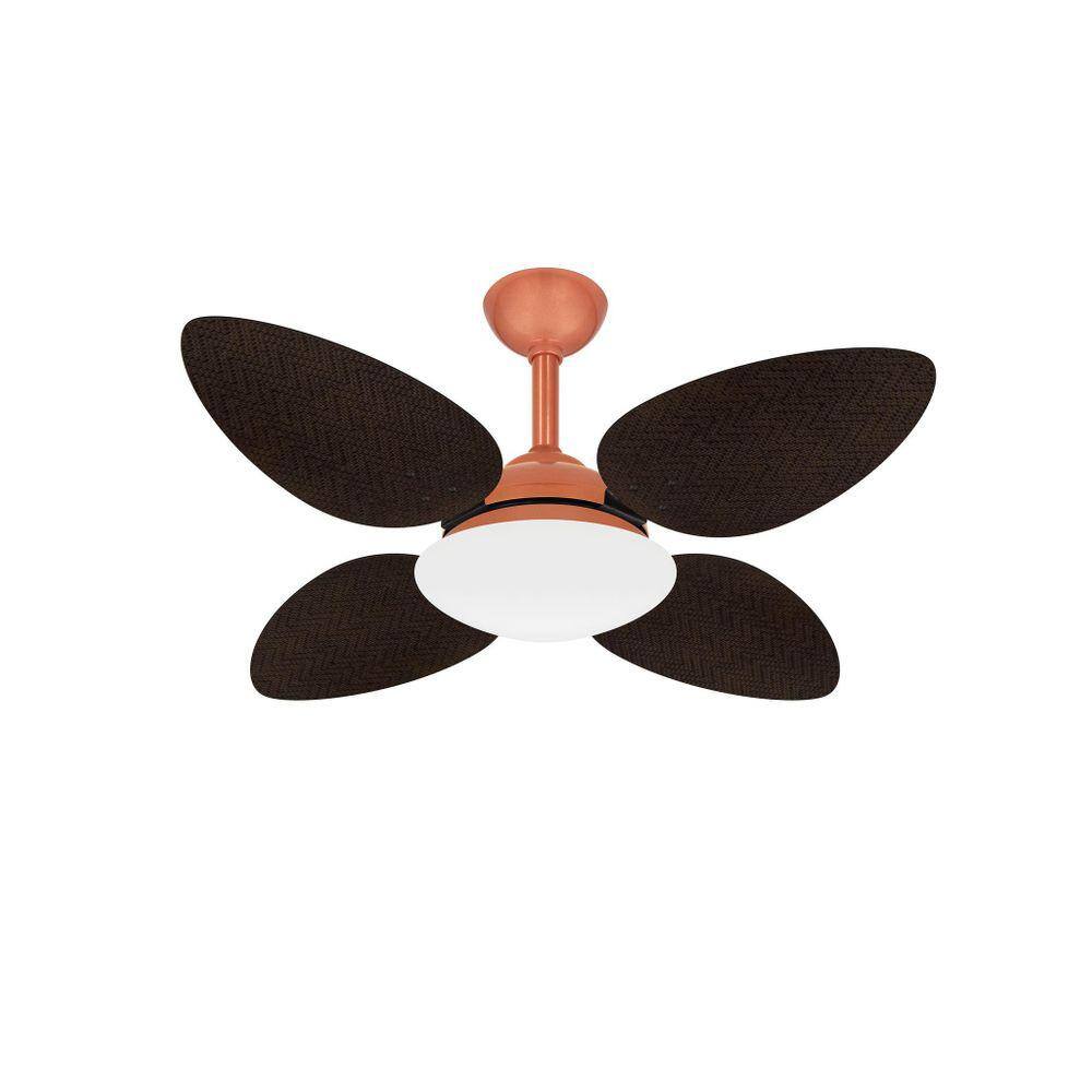 Ventilador Teto Cobre Pétalo Turbo 4 Pás Palha Ventax 220V