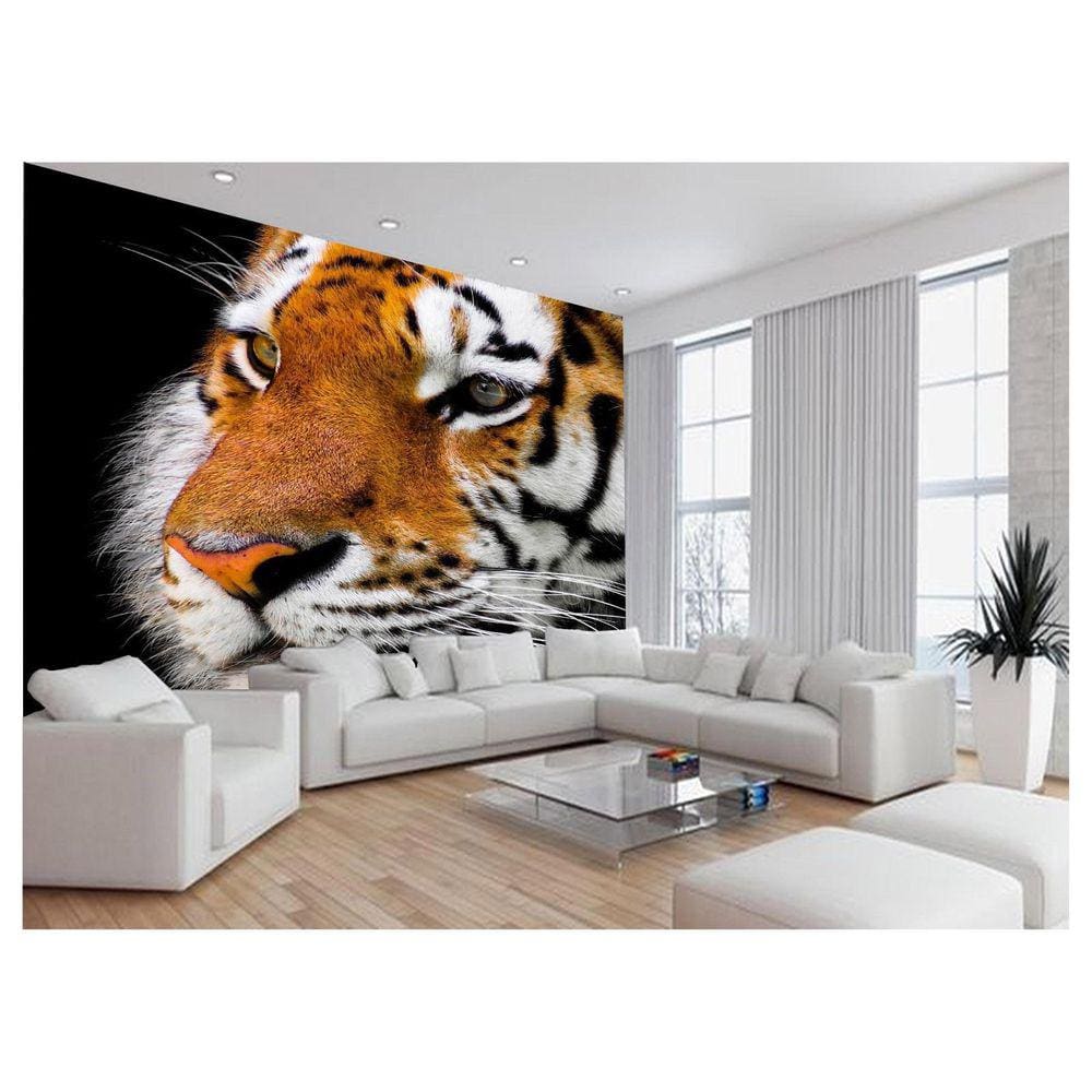 Papel De Parede 3D Animais Tigre Rosto Olhando 3,5M Anm558