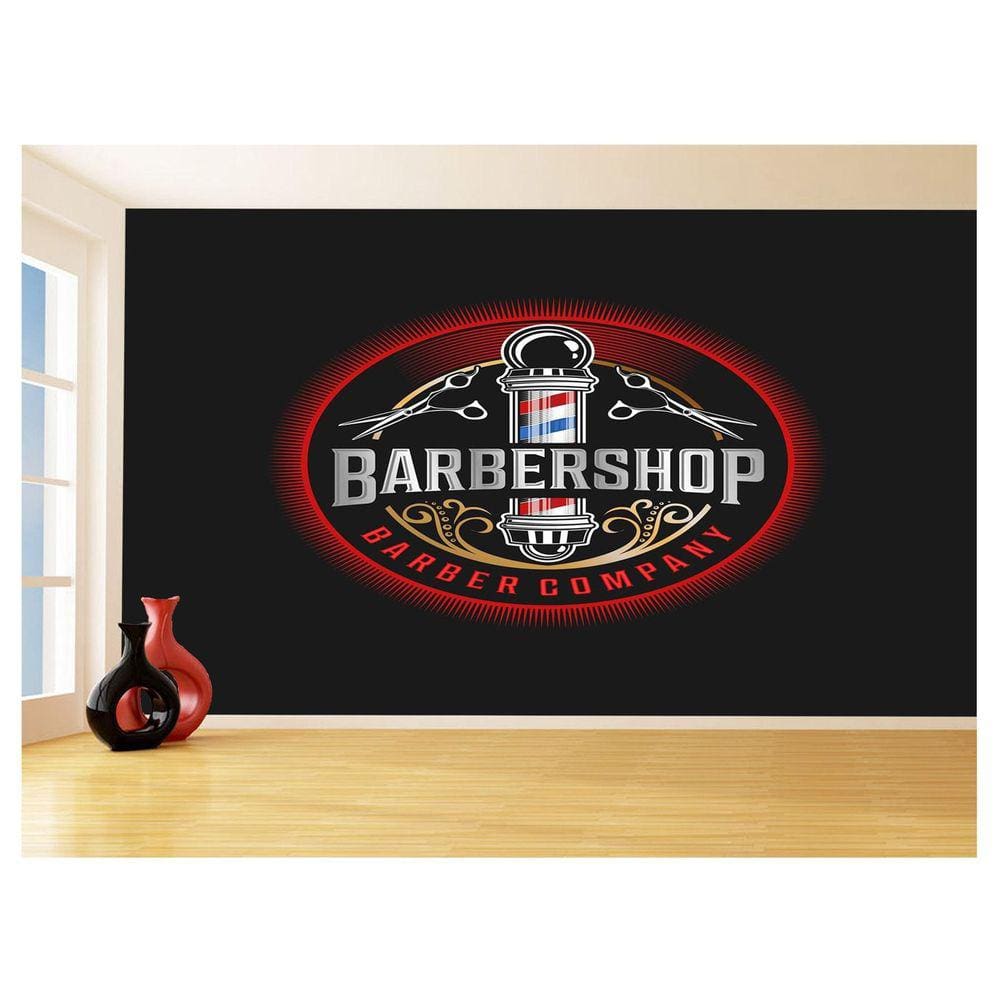 Papel De Parede 3D Barbearia Barber Shop Logo 3,5M Brb35