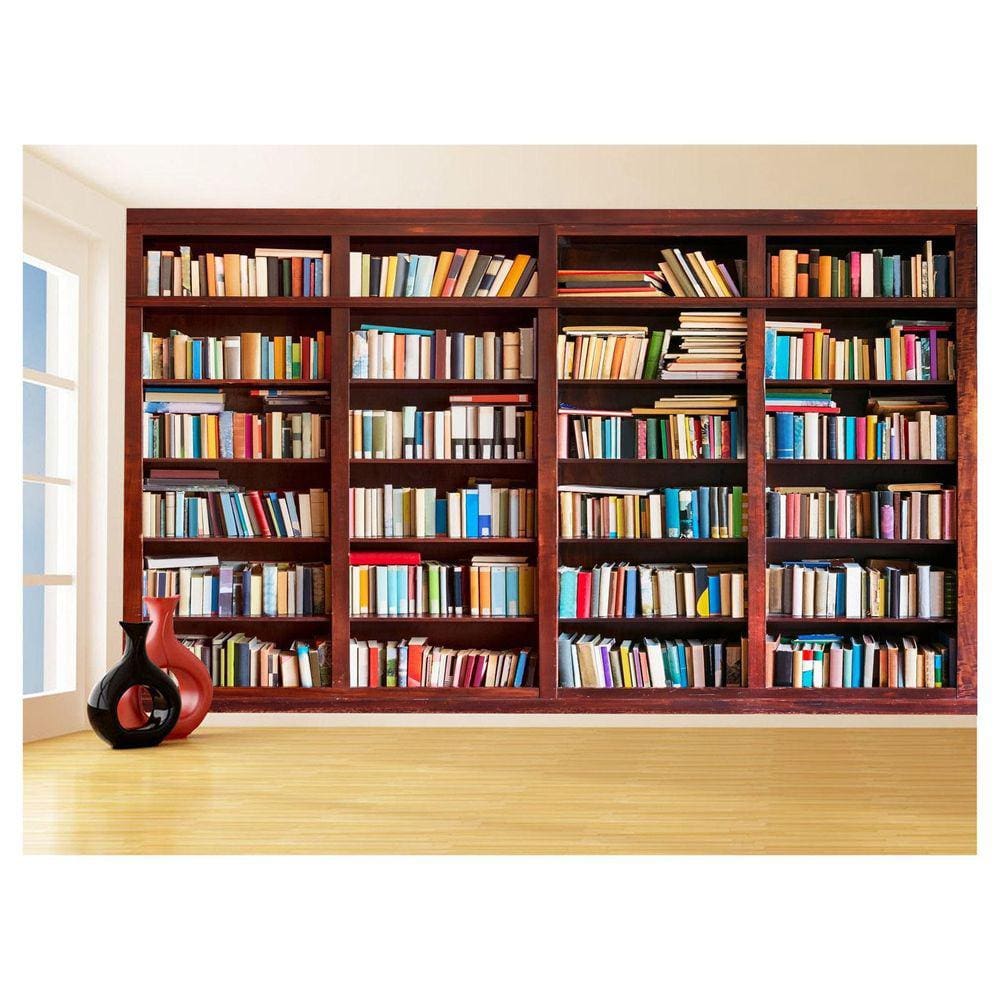 Papel De Parede 3D Estante De Livros Fundo Vídeo 3,5M Est04