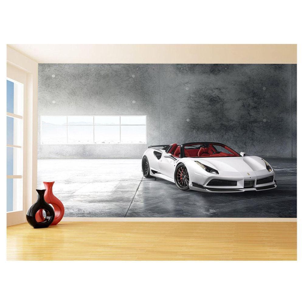 Papel De Parede Carro Ferrari Vermelha Garage 3,5M Car151