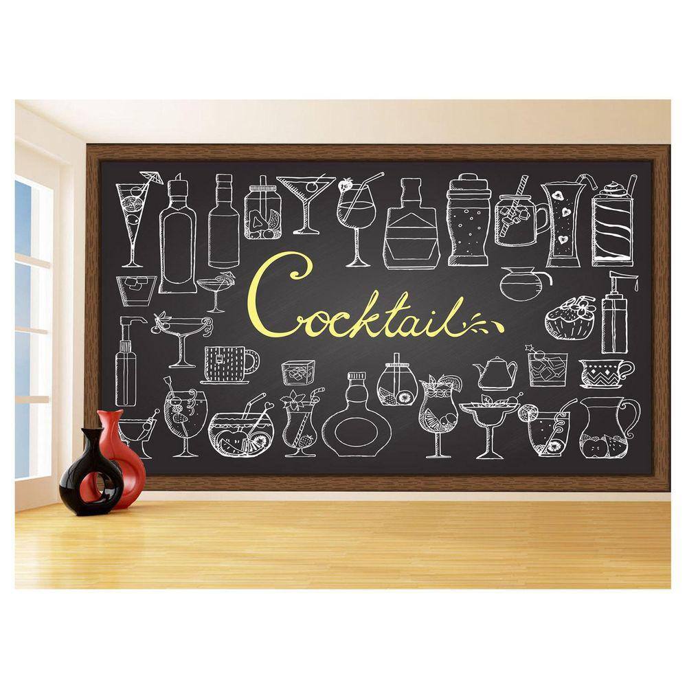 Papel De Parede Estilo Lousa Bebdias Bar Drink 3,5M Lcb20