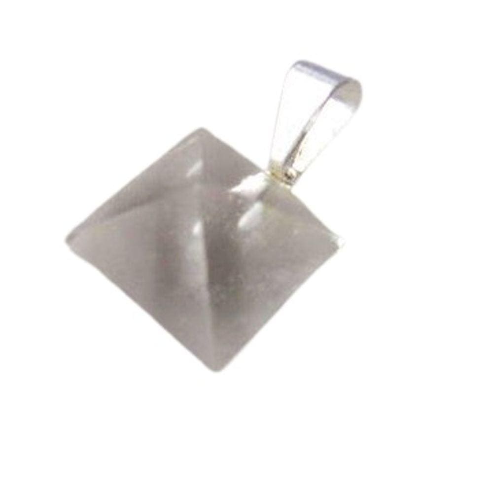 Colar Pirâmide Pedra Cristal Extra Lapidado Pino Prateado