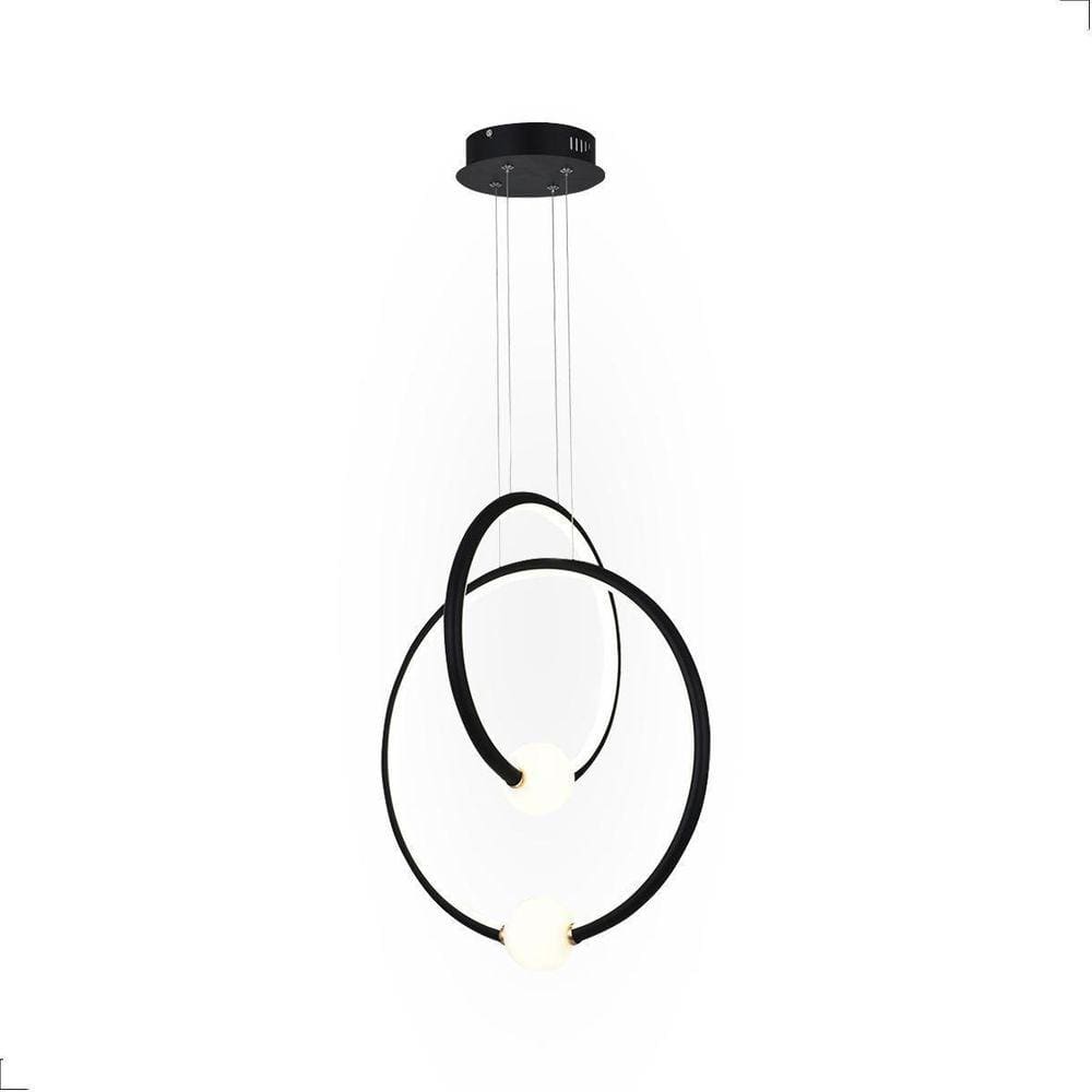 Pendente Círculo Duplo LED 45W | Preto/Dourado