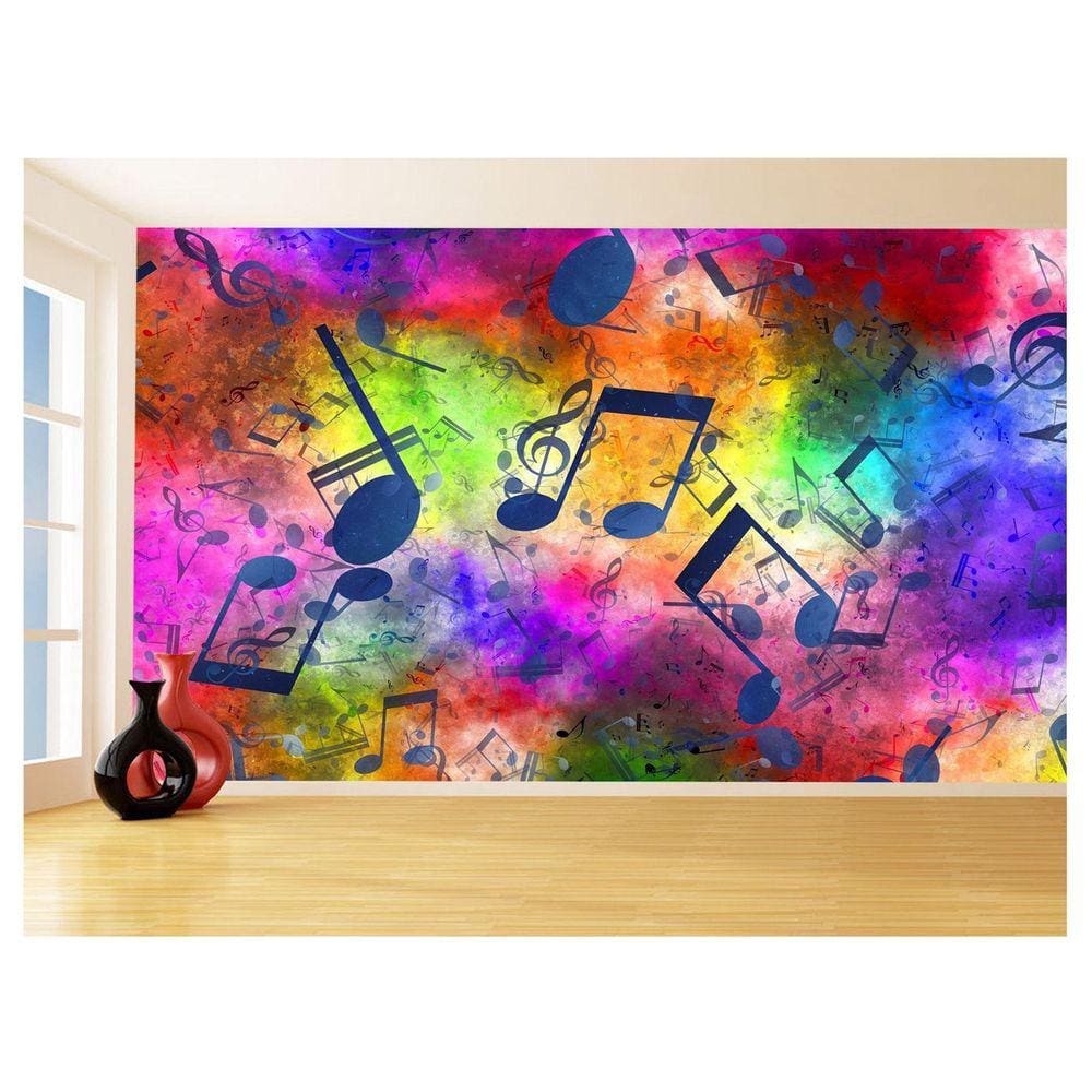 Papel De Parede 3D Musica Notas Musicais Cores 3,5M Mus59