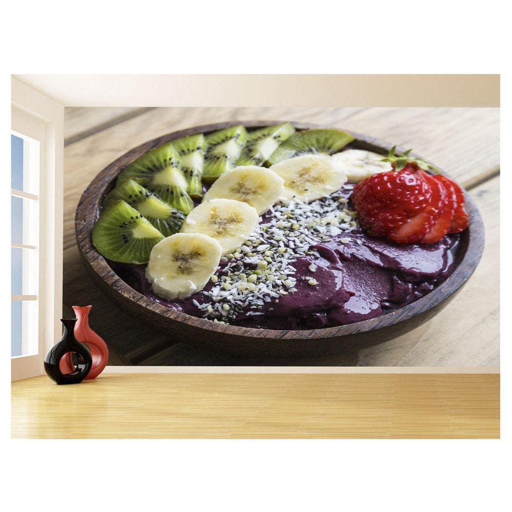 Papel De Parede 3D Alimentos Açai Tigela Frutas 3,5M Al441