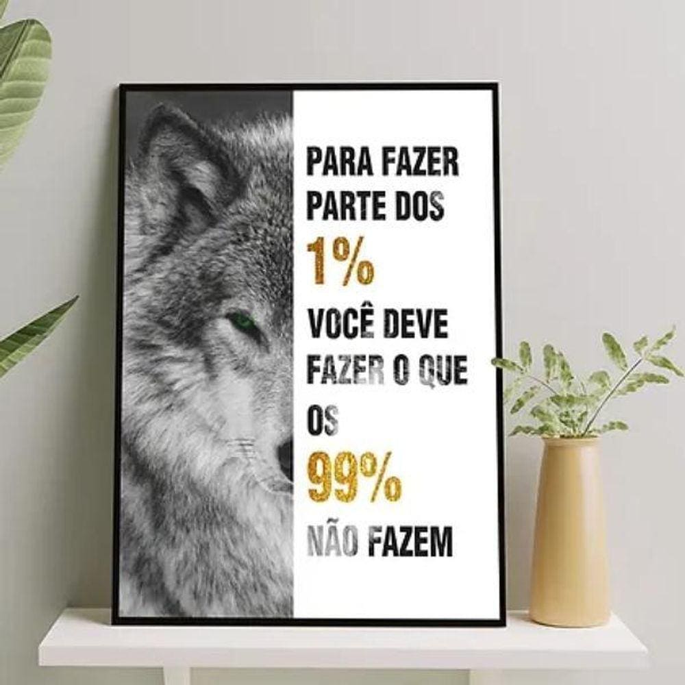 Quadro Motivacional Lobo 24X18Cm - Com Vidro