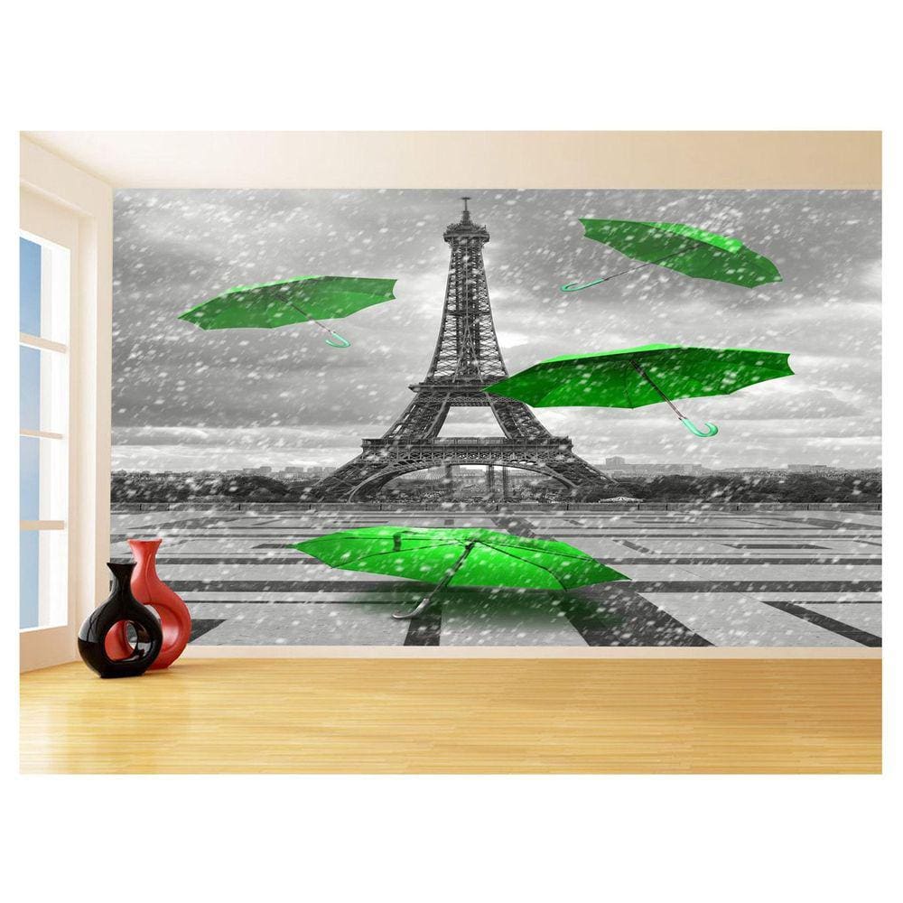 Papel De Parede Paris Eiffel Guarda Chuva Céu 3,5M Ncd313