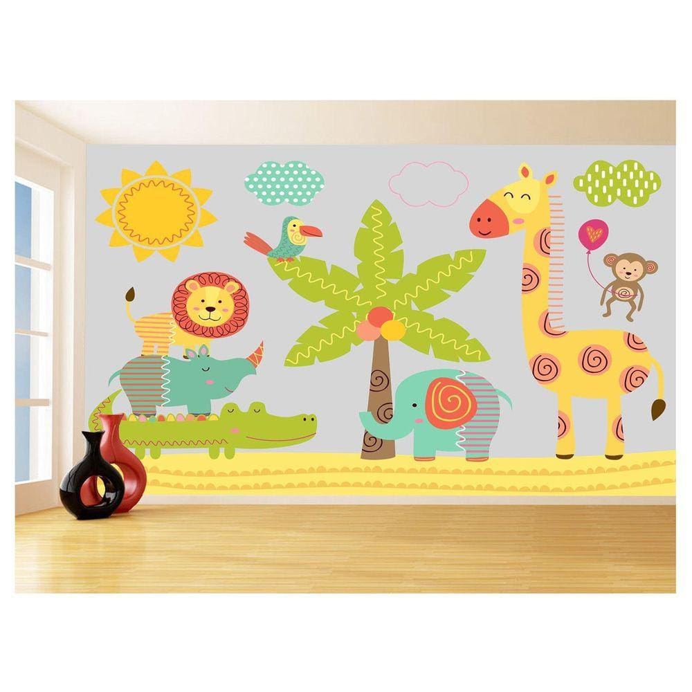 Papel De Parede Infantil Zoo Safari Leão Baby 3,5M Azs333