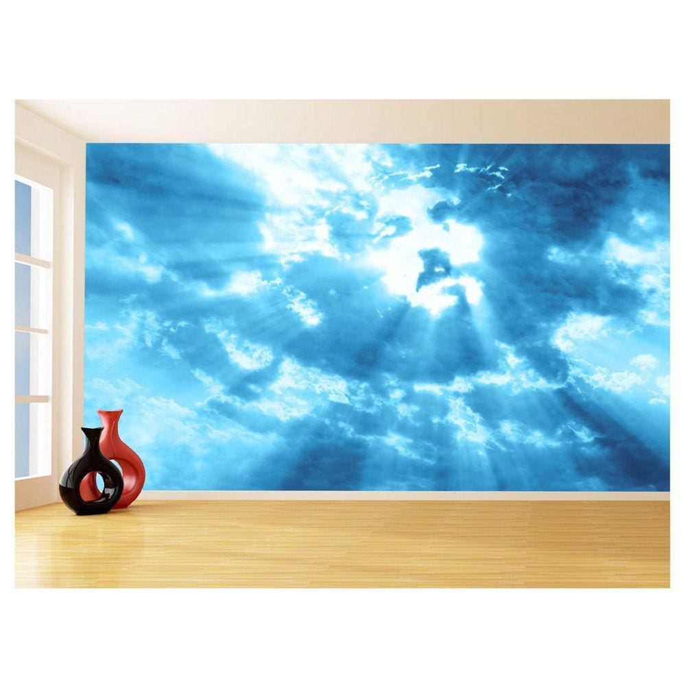Papel De Parede Religioso Céu Nuvem Rosto Jesus 3,5M Rl79
