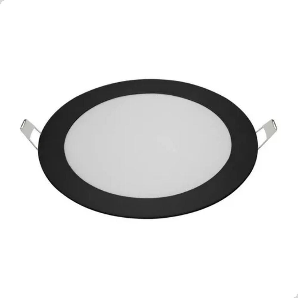 Plafon LED Redondo Embutir 25W Preto 6500K