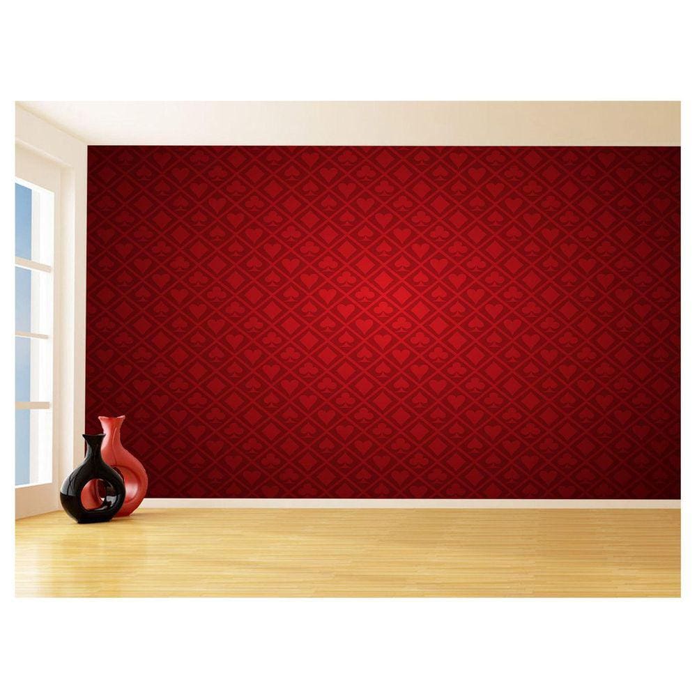 Papel De Parede 3D Salão De Jogos Padrão Naipes 3,5M Jcs141