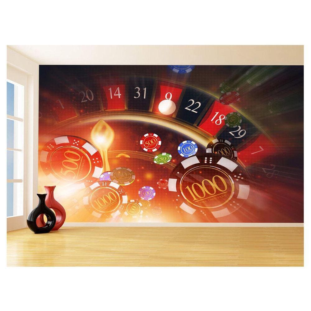 Papel De Parede Salão De Jogos Cassino Fichas 3,5M Jcs130