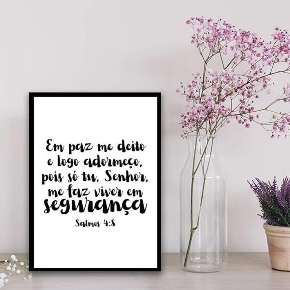 Quadro Salmo Em Paz Me Deito 45X34Cm - Com Vidro