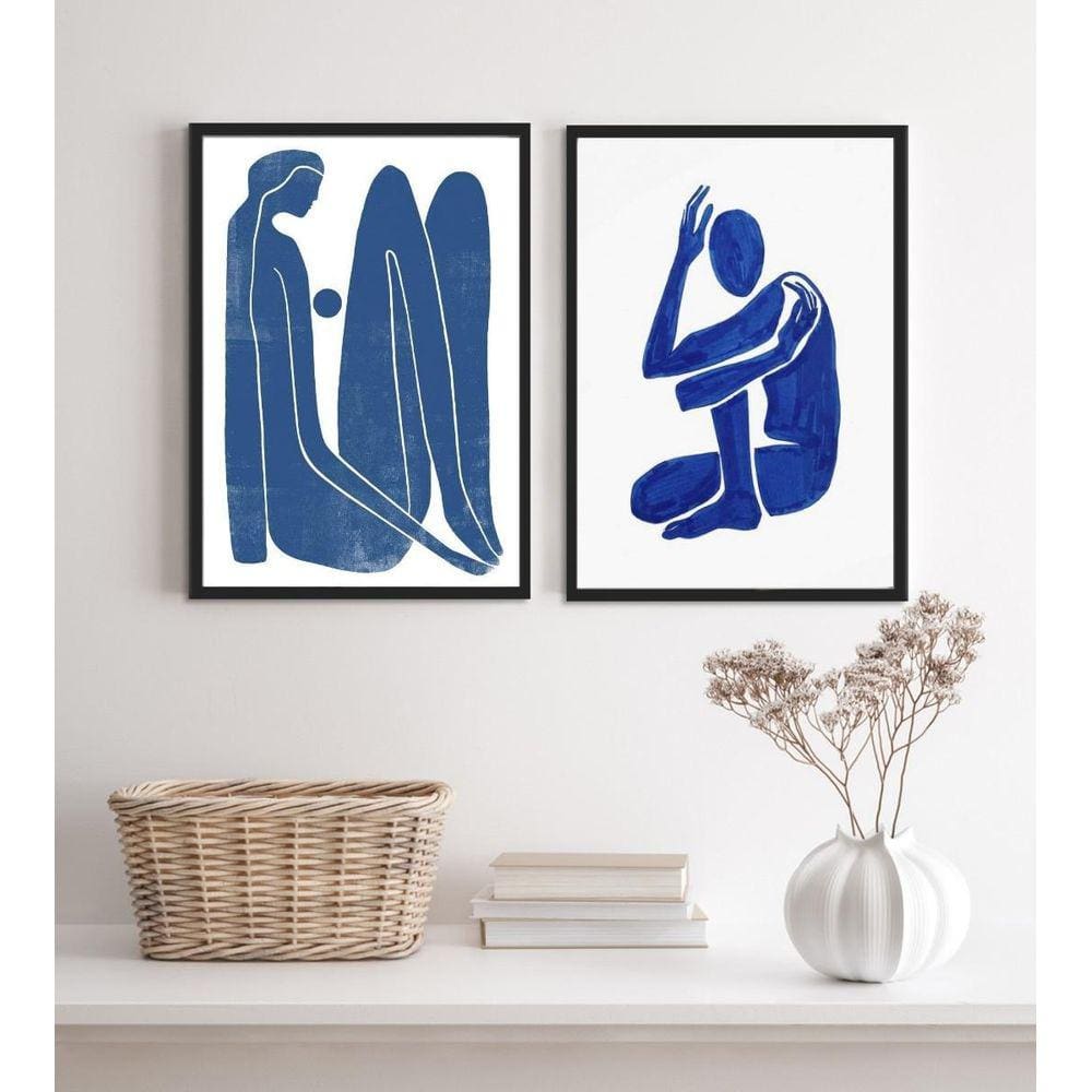 Quadros Nú Artístico Azul 24x18cm c/ Vidro