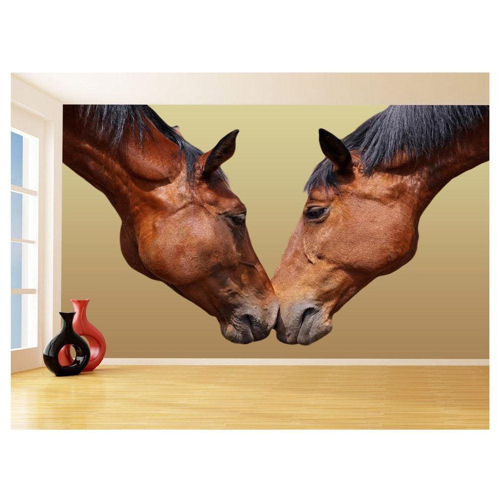 Papel De Parede Animais Casal Cavalos Fazenda 3,5M Anm318
