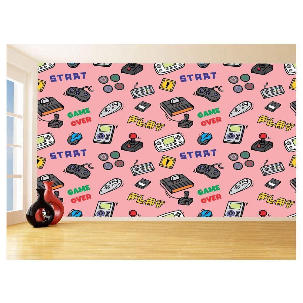 Papel De Parede 3D Infantil Controle Game Jogo 3,5M Azs207