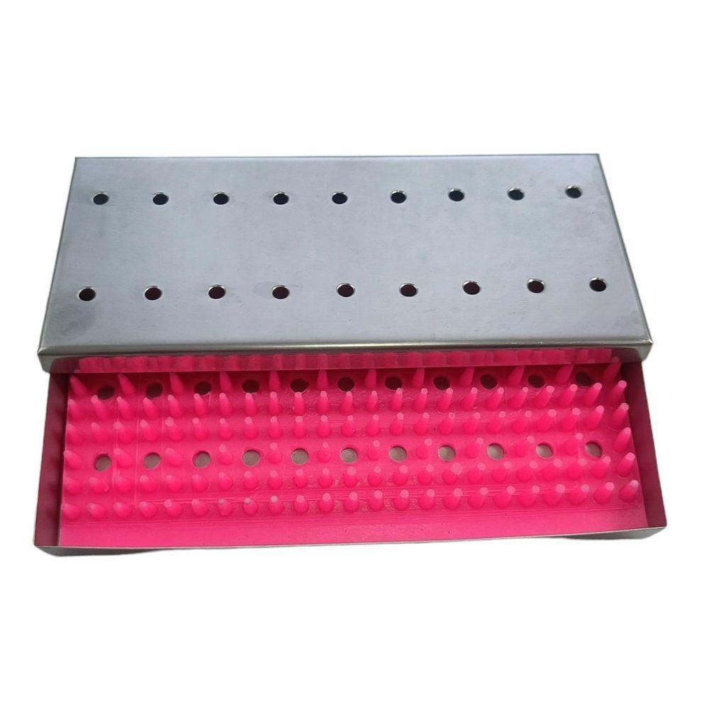 Estojo Cirurgico Inox 18X08X02Cm C/Manta Rosa