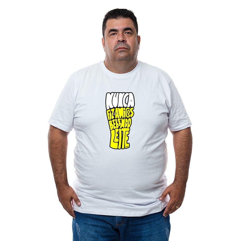 Camiseta Masculina Algodao Plus Size Nunca Fiz Amigos Bebendo Leite Com Abridor De Garrafa
