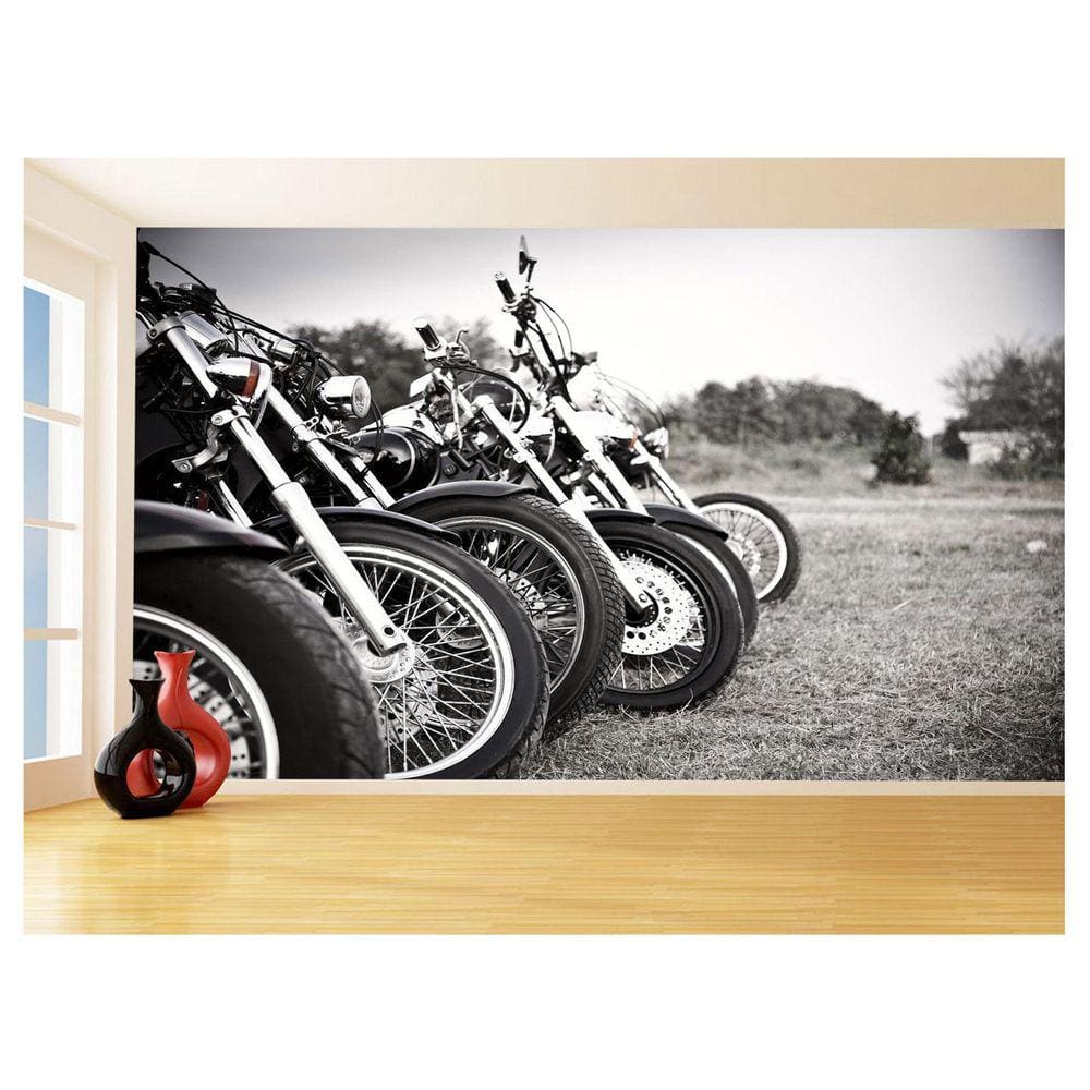 Papel De Parede 3D Moto Custom Chopper Viagem 3,5M Bkm95