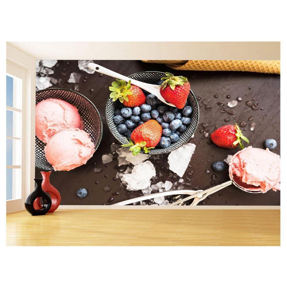 Papel De Parede 3D Alimentos Sorvete Verão Massa 3,5M Al371