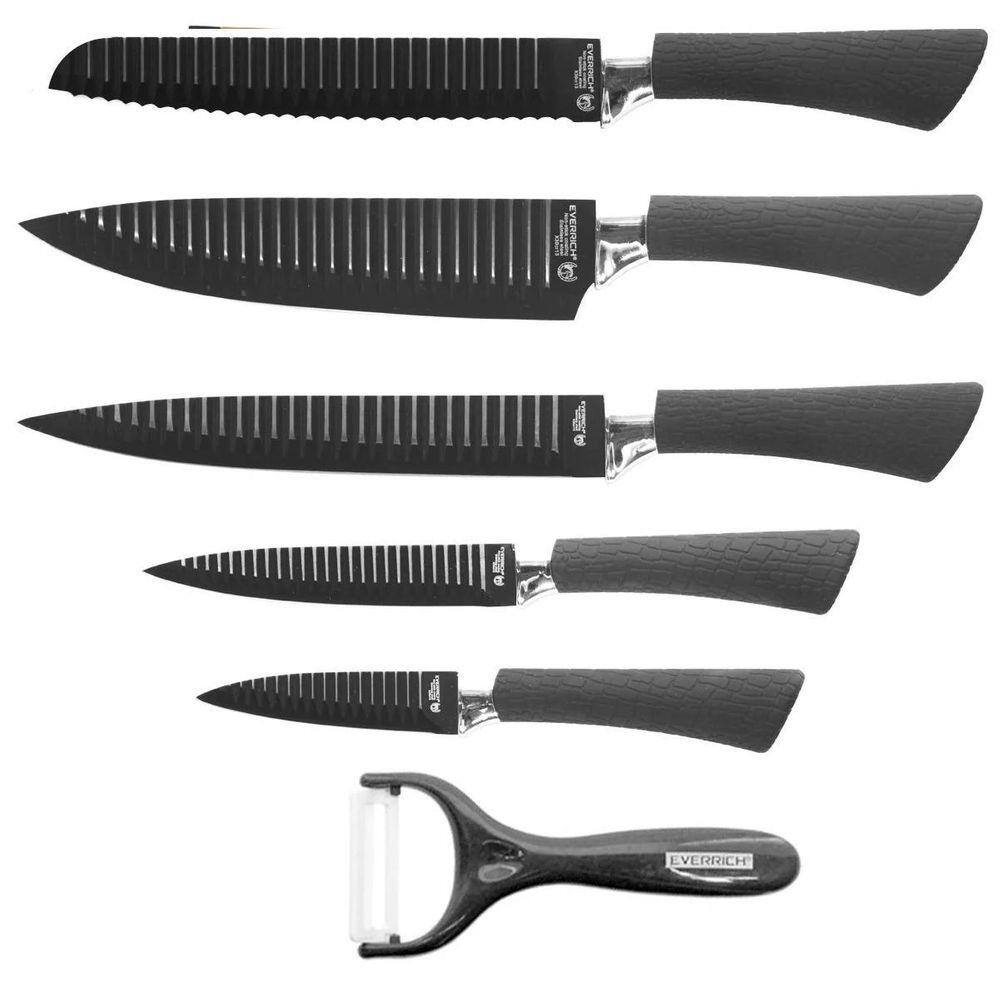 Conjunto Facas Churrasco 6 Peças Aço Inox Antiaderente