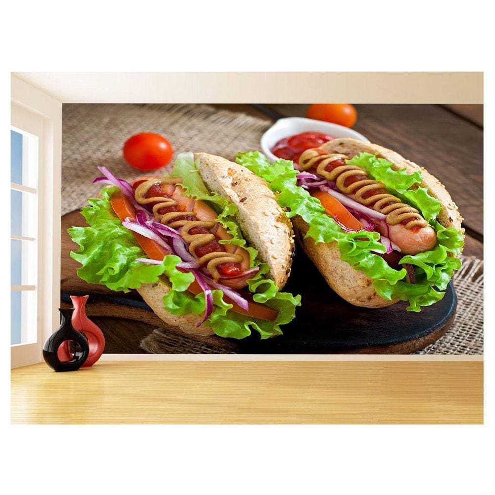 Papel De Parede Alimento Dogão Cachorro Quente 3,5M Al468