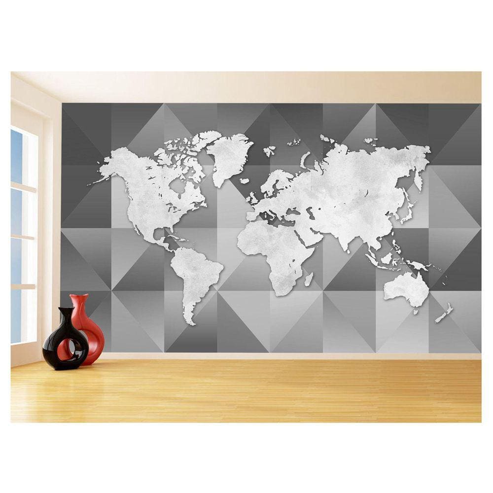 Papel De Parede Mapa Mundi Moderno Cimento NMU71 1,75X2,0M