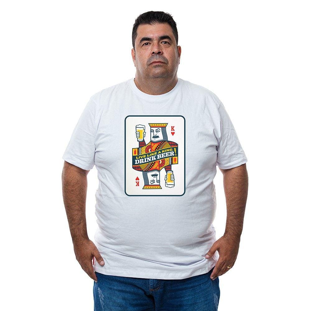 Camiseta Masculina Plus Size Algodao Viva Como Um Rei Beba Cerveja Com Abridor De Garrafa Integrado