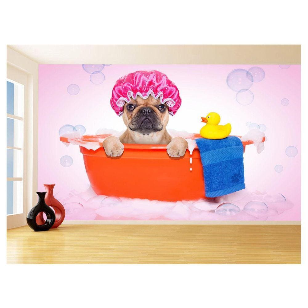 Papel De Parede Animal Cão Petshop Banho Tosa 3,5M Anm374
