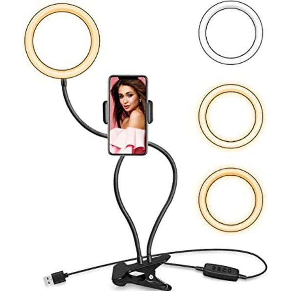 Ring Light 20Cm Braços Flexíveis Com Suporte Para Celular