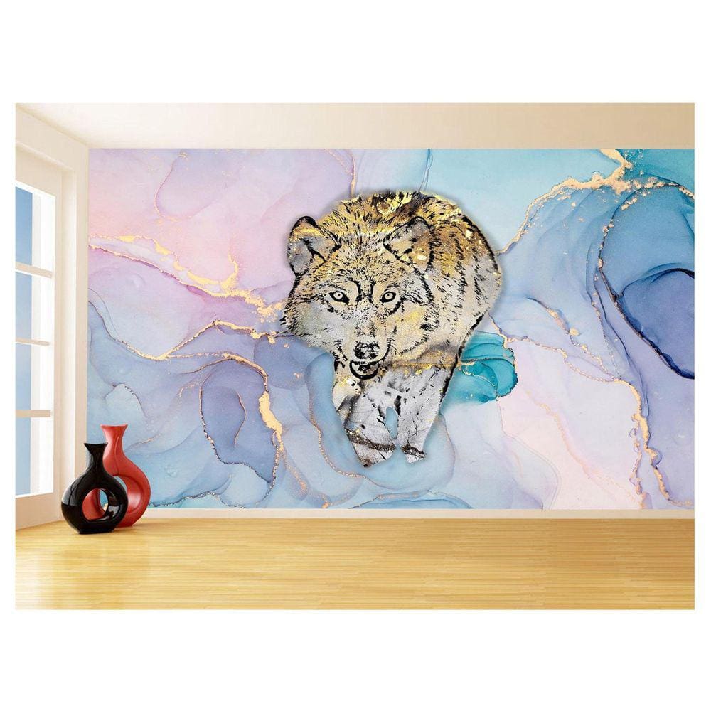 Papel De Parede Animais Pop Art Lobo Colorido 3,5M Pxa580
