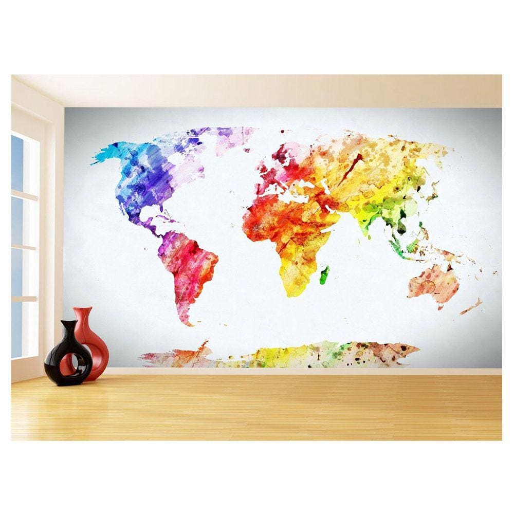 Papel De Parede Mapa Mundi Arte Colorido Cores 3,5M Nmu95