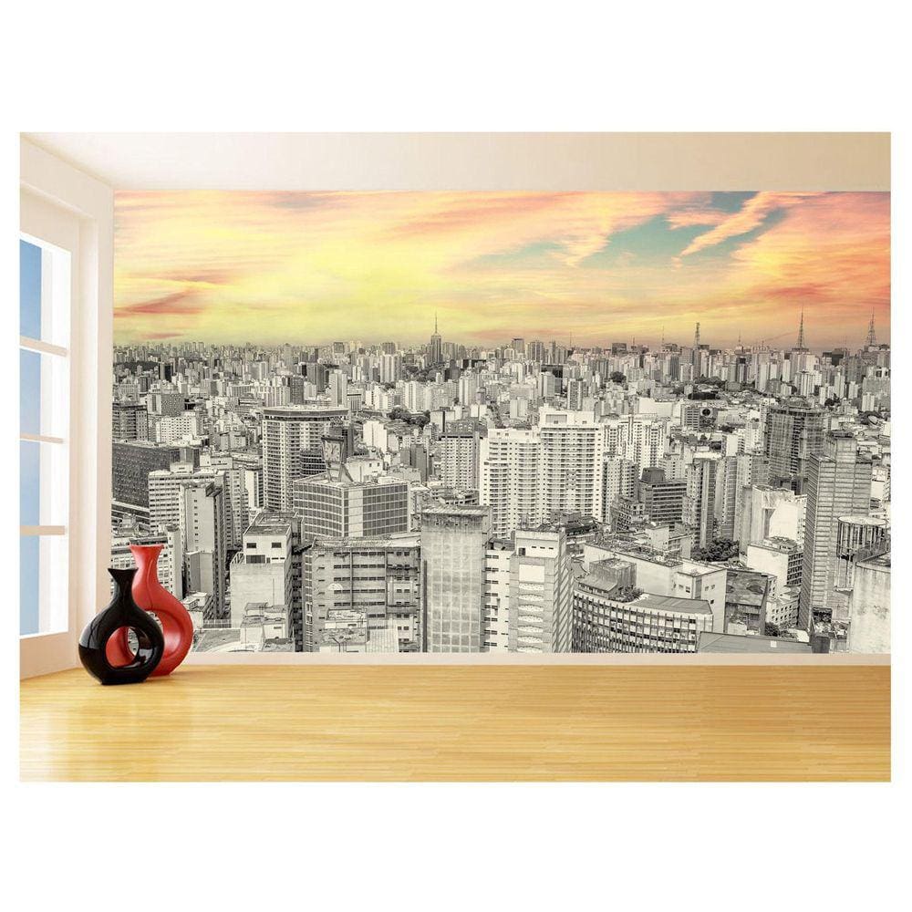 Papel De Parede 3D Cidade São Paulo Prédios Céu 3,5M Ncd339