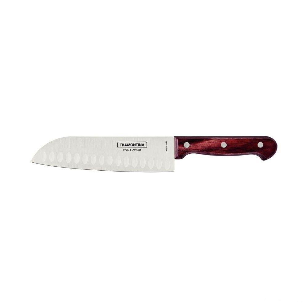 Faca Santoku Tramontina Madeira Tratada Polywood Vermelho 7